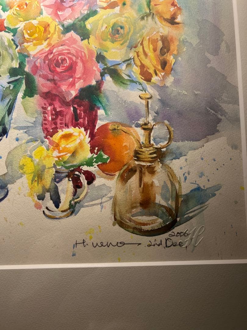 他の方発送×上野博【薔薇】　水彩画　肉質画