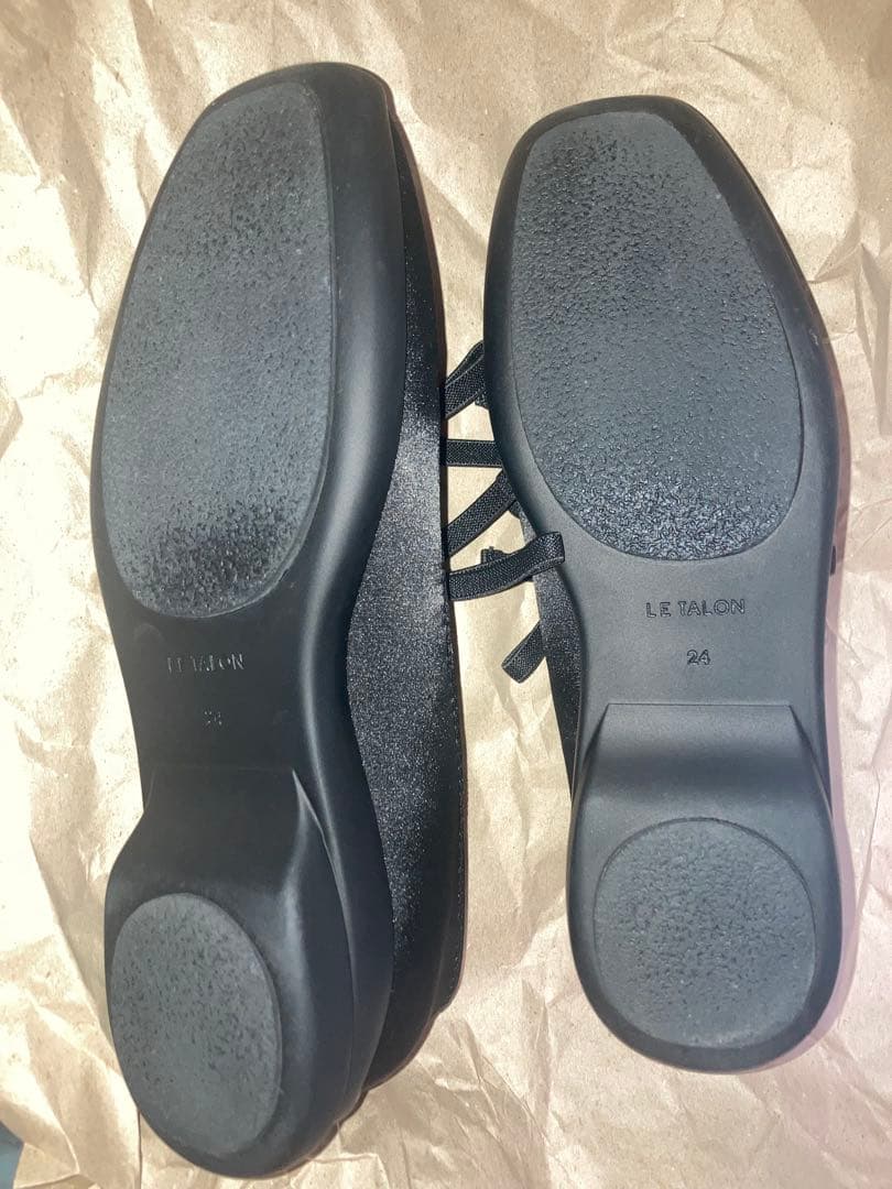 LE TALON ブラック Lダブルリボンバレリーナ　24センチ