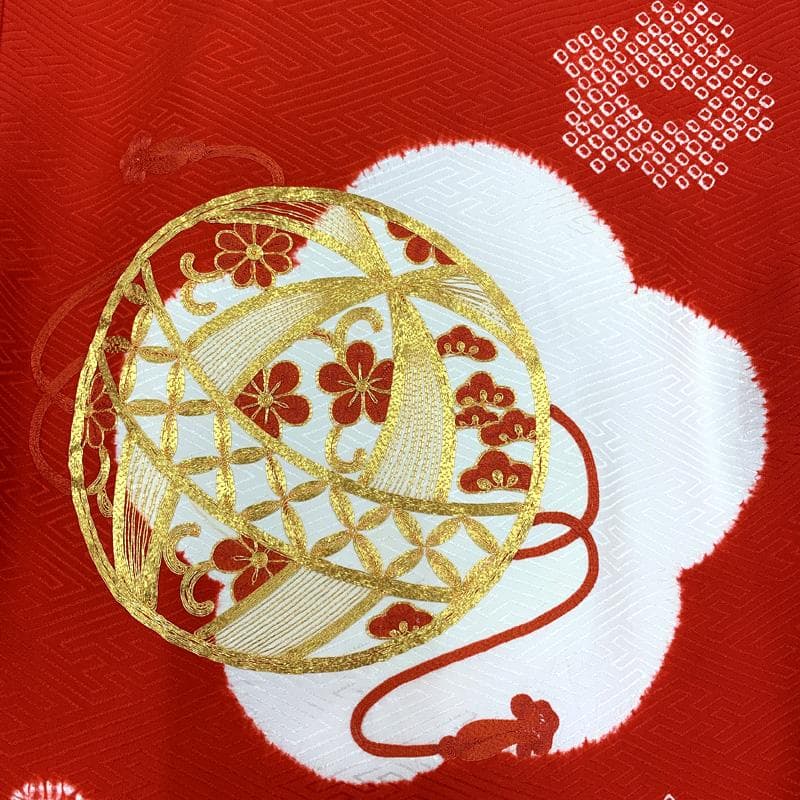 506ax89□お宮参り 女児 着物 長襦袢付 七五三にも 金駒刺繍 絞染め□