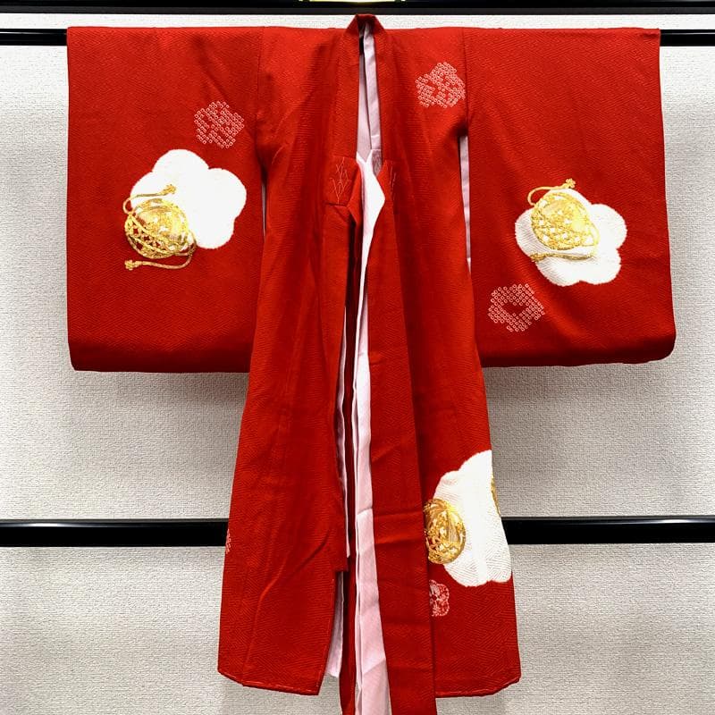 506ax89□お宮参り 女児 着物 長襦袢付 七五三にも 金駒刺繍 絞染め□