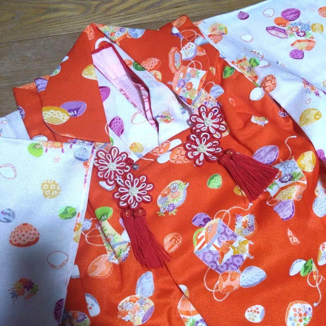 レトロ可愛い★三歳★貝道具柄★被布＆着物