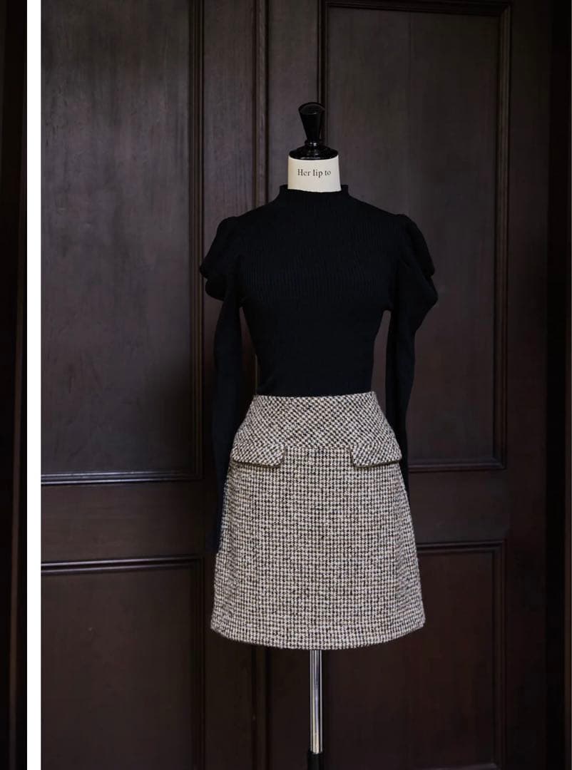 【Her lip to】Hemingway Check Tweed Skirt