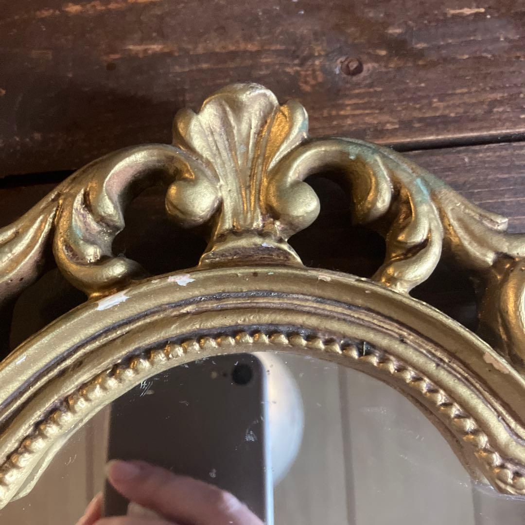 フランスアンティークゴールドフレームミラー　フランスアンティーク鏡　壁掛け