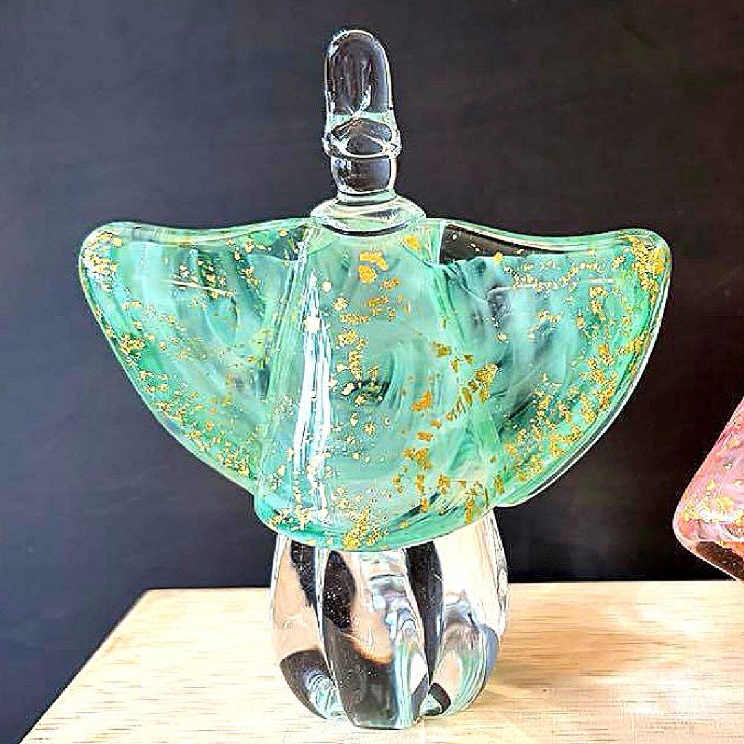 【未使用品】奈良ガラス工房 るりびな 「瑠璃雛」お雛様 お内裏様 金箔 共箱入