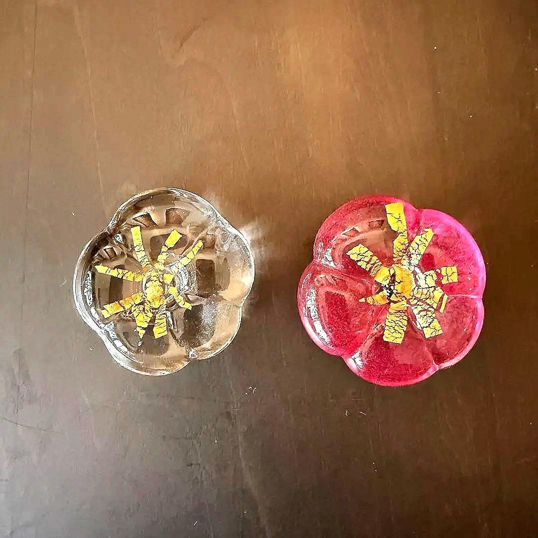 【未使用品】奈良ガラス工房 るりびな 「瑠璃雛」お雛様 お内裏様 金箔 共箱入