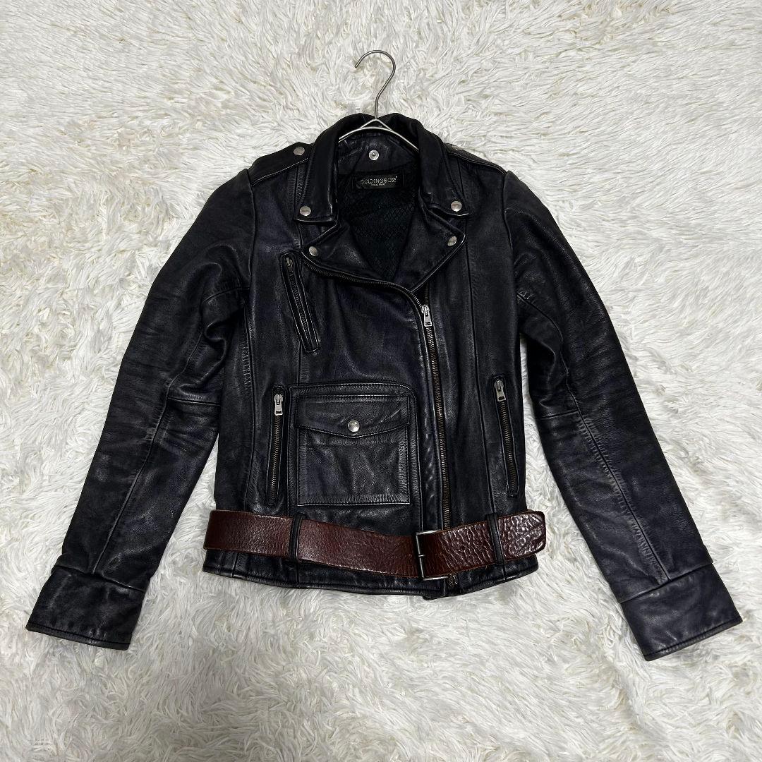 特価 ゴールデングース ダブル ライダースジャケット 牛革 レザー 本革 XS