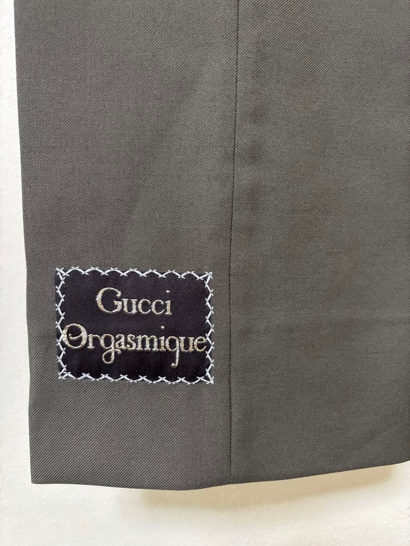 GUCCI グッチ ロゴラペル スラックス カーキ グリーン