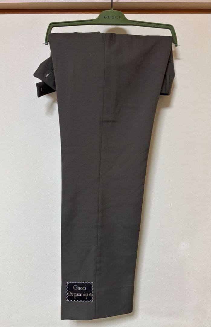 GUCCI グッチ ロゴラペル スラックス カーキ グリーン