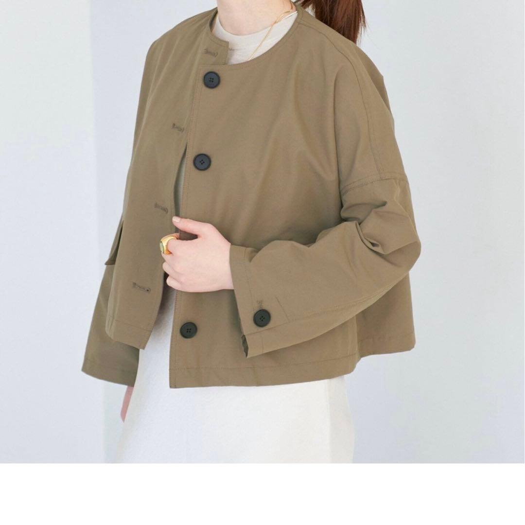 IENA イエナ　ウェザーノーカラージャケット　カーキ　F フリーサイズ