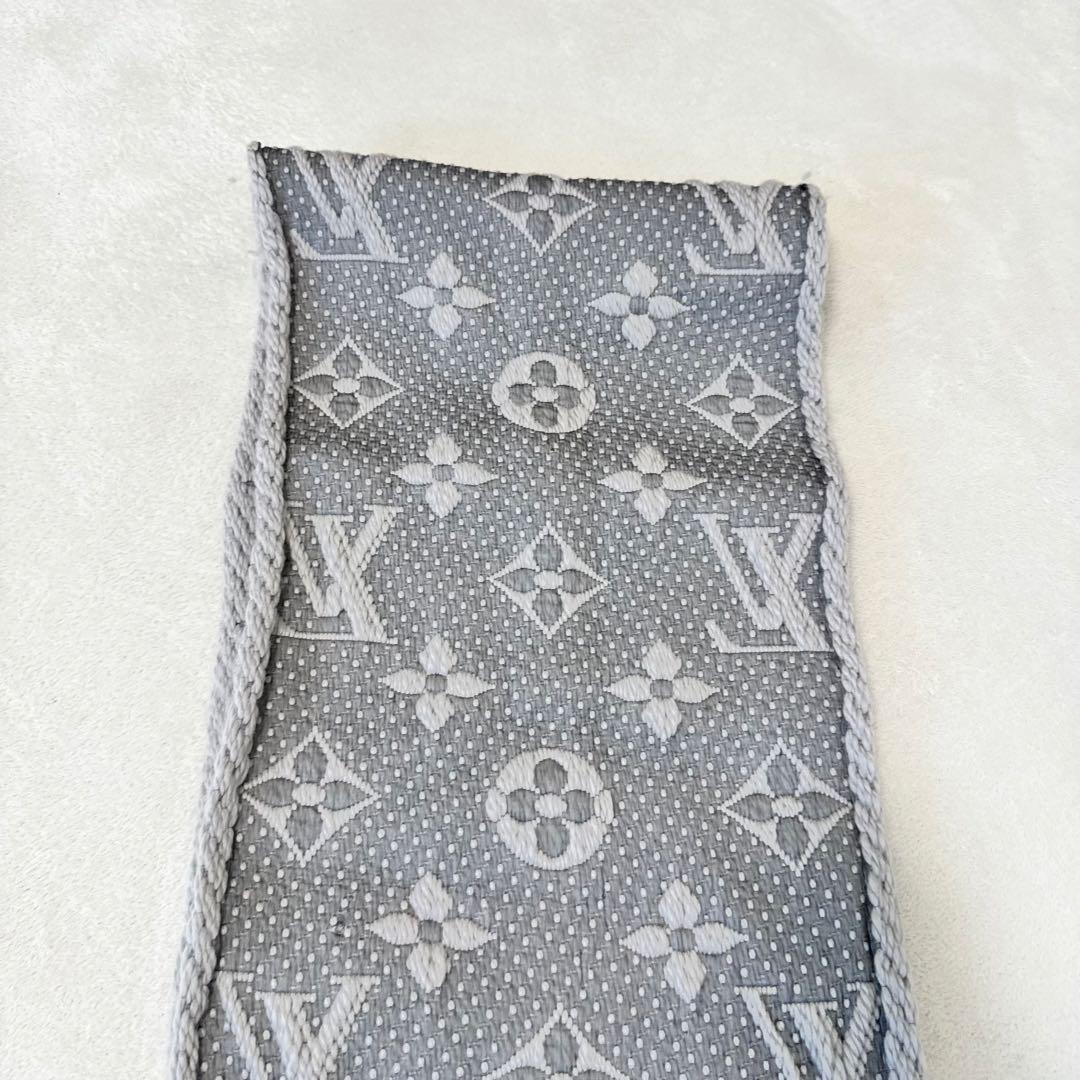 LOUIS VUITTON マフラー　モノグラム　厚手　グレー　ウール　シルク