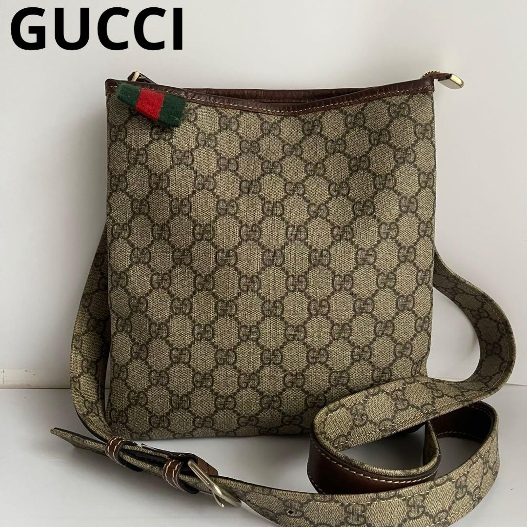 極美品✨　GUCCI ショルダーバッグ　pvc ベージュ　シェリーライン