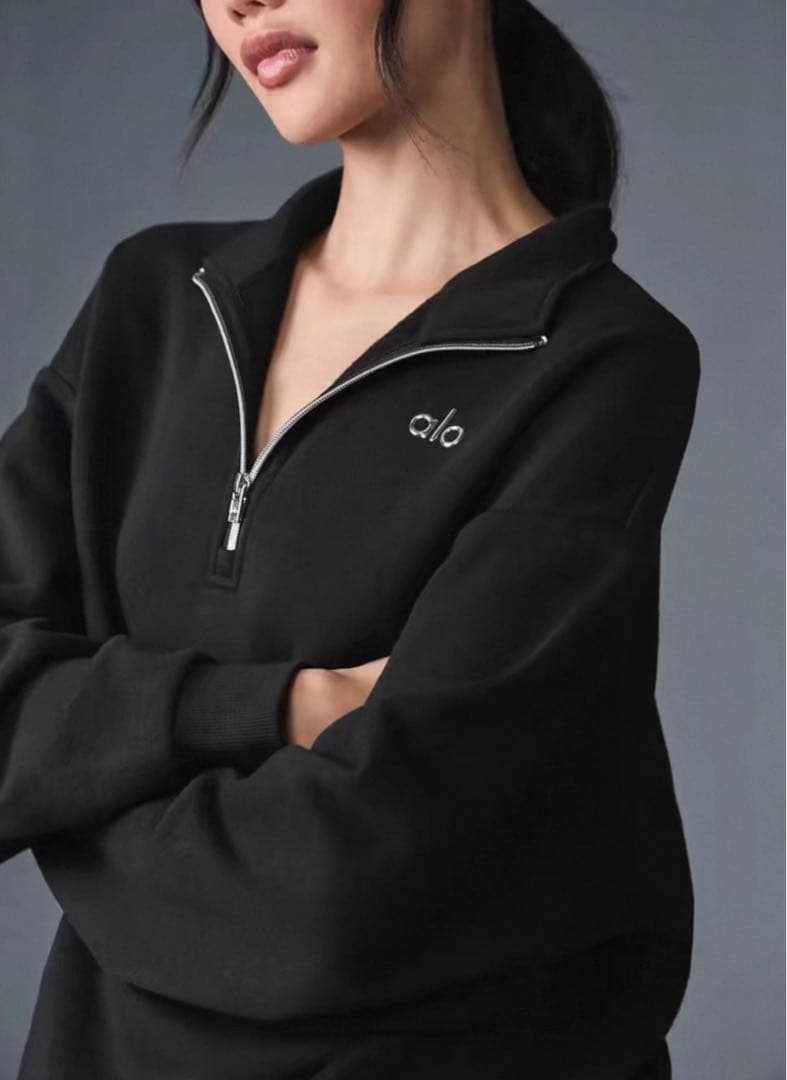 Alo Yoga ハーフジップ Sサイズ トレーナータグ付き ブラック 男女兼用