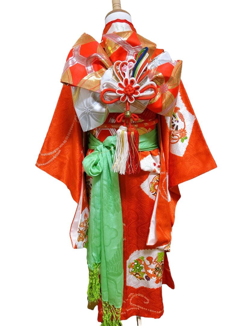 お買い得品♡七五三　5歳から小さめ7歳　女の子　フルセット　一式　朱色系