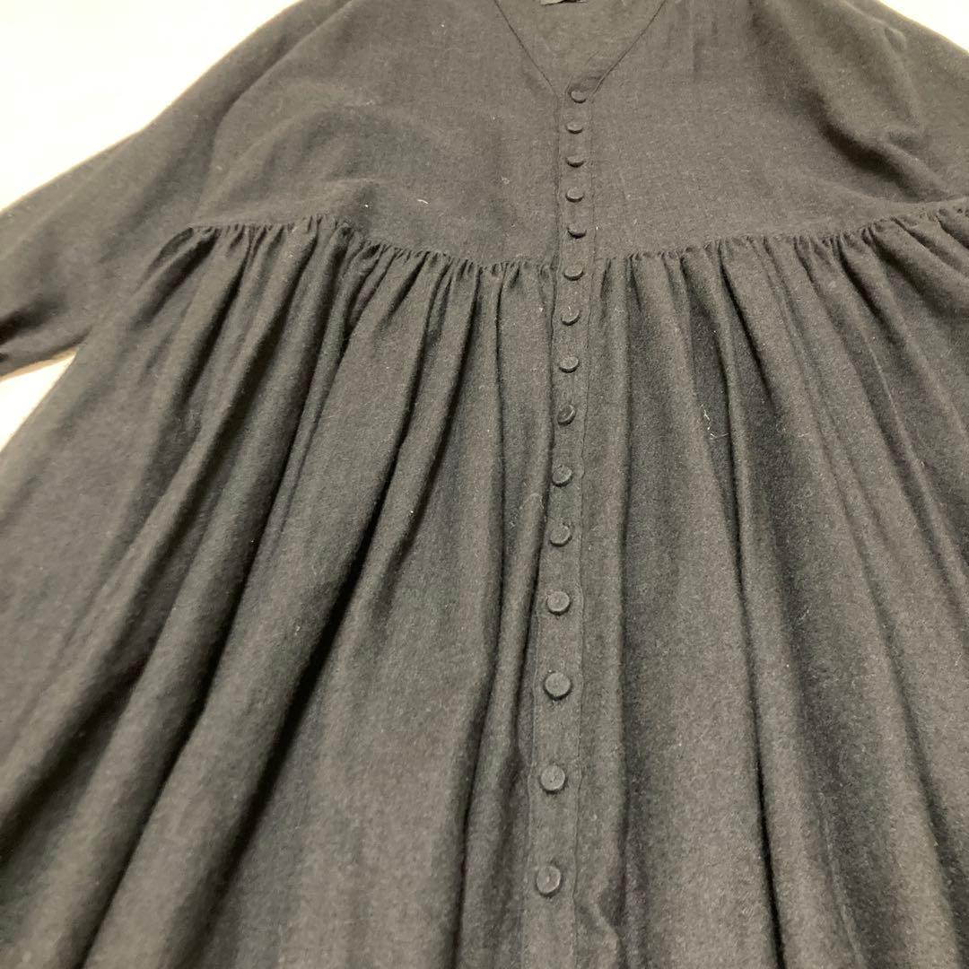 メゾンドソイル　ロングワンピース　ロングカーディガン　ウール100% ブラック