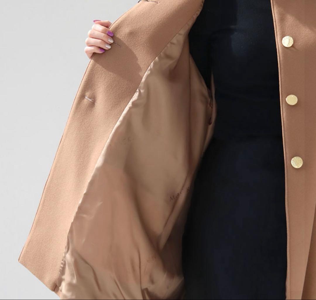 NEW HUMBIE ノーカラーメタルボタン 裏無地コート (ミルクティー/6)