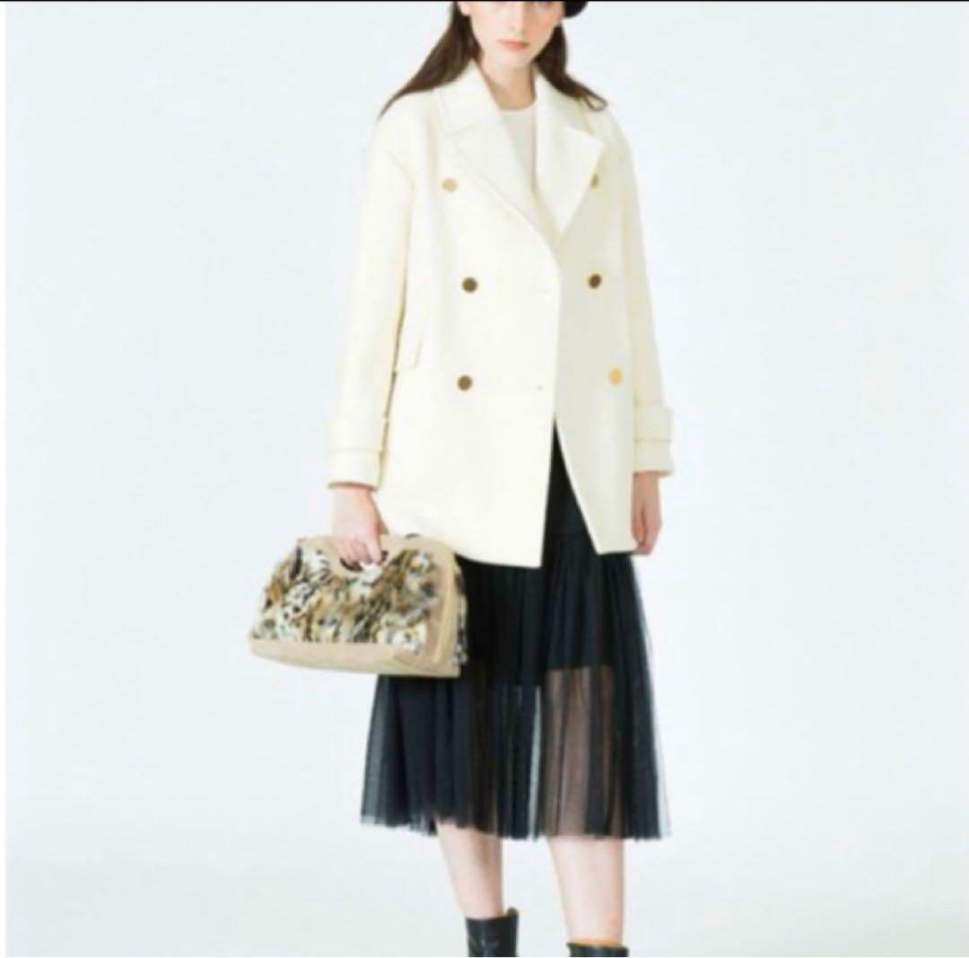 美品♡アルアバイル メルトンチェスターコート ウール 金ボタン 2 ホワイト