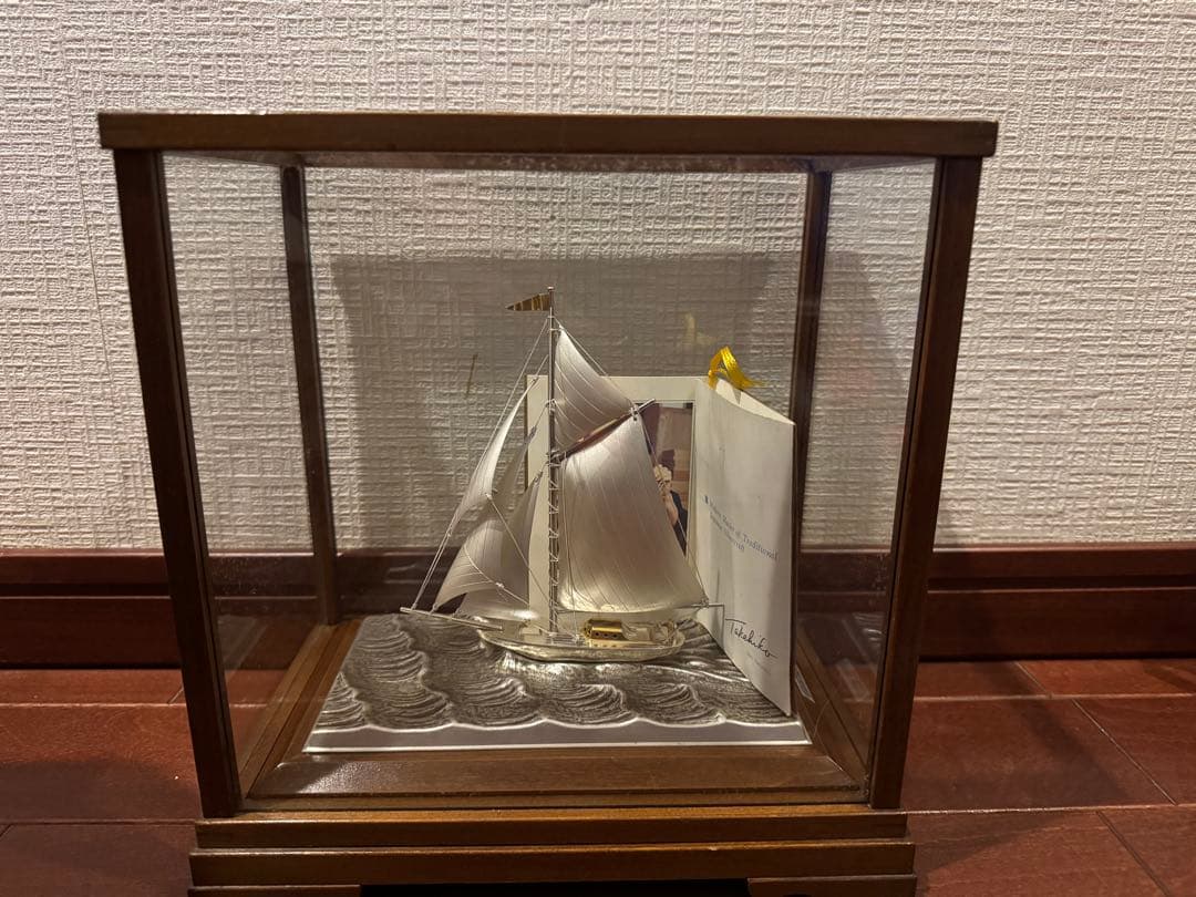 送料無料　関武比古　シルバー985刻印　帆船　置物　silver985