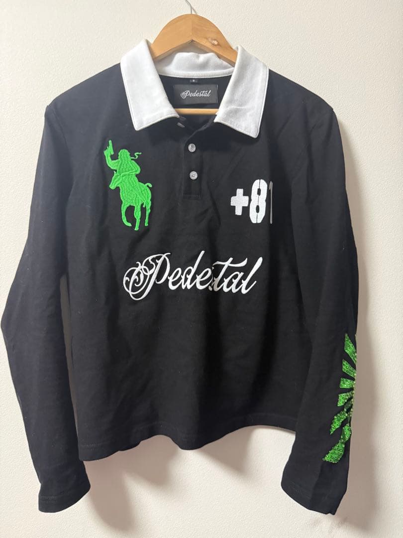 Pedestal ポロシャツ S 黒/白/緑
