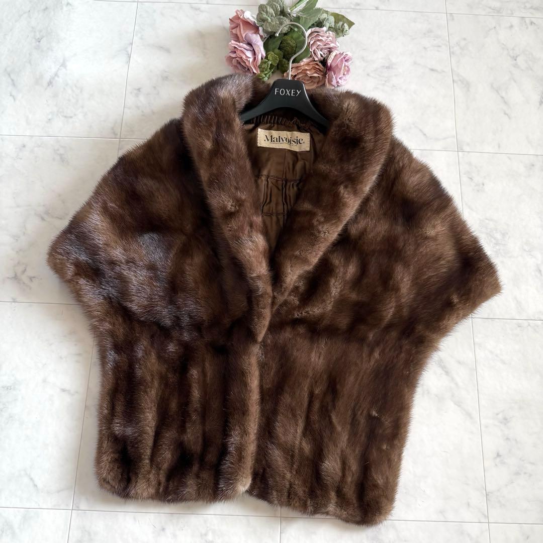 デミバフミンク ケープ ポンチョ 大判ショール リアルファー 毛皮 なめし柔らか