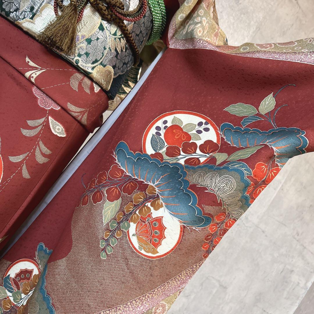 振袖　フルセット　豪華　華やか　成人式　正絹　アースカラー　くすみカラー