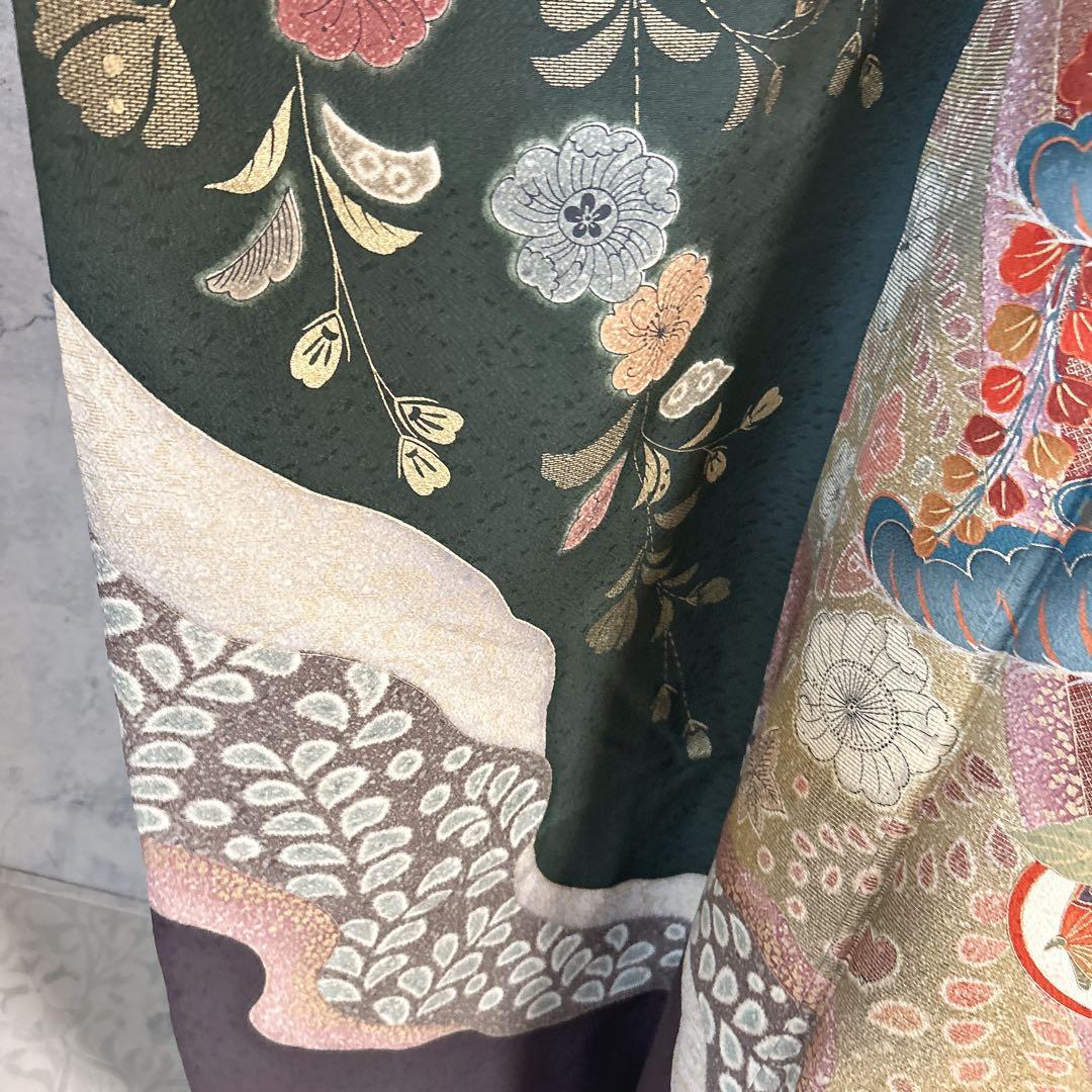 振袖　フルセット　豪華　華やか　成人式　正絹　アースカラー　くすみカラー