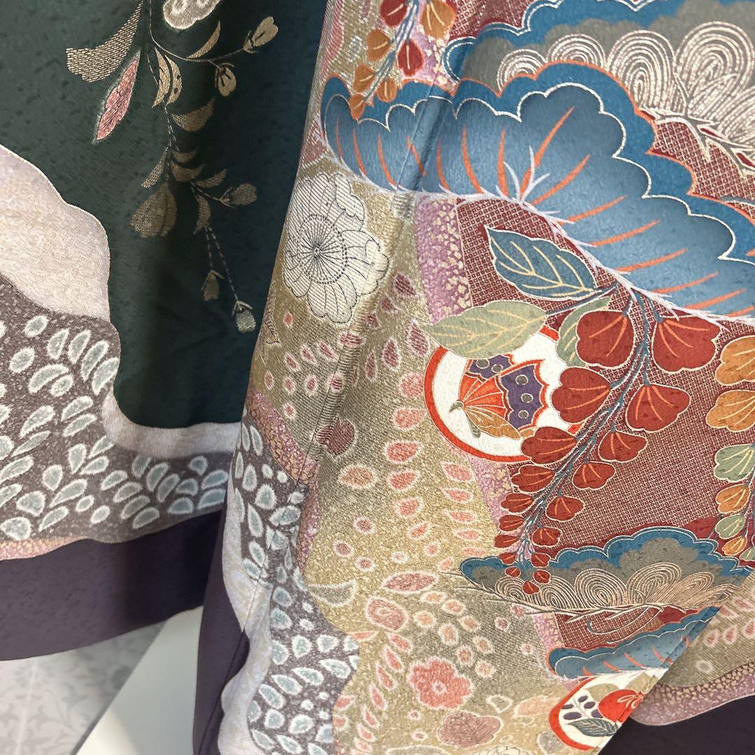 振袖　フルセット　豪華　華やか　成人式　正絹　アースカラー　くすみカラー