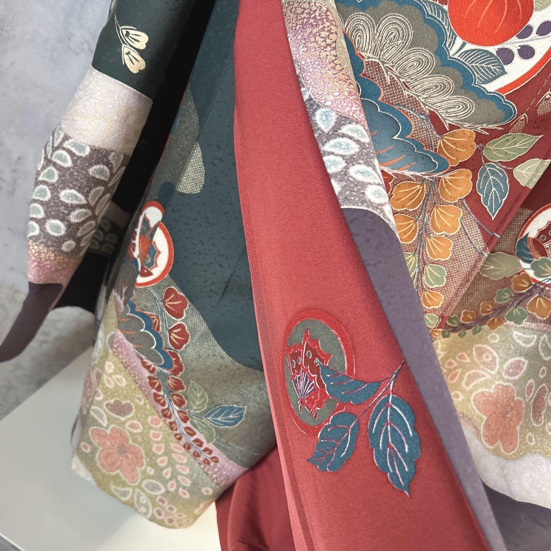 振袖　フルセット　豪華　華やか　成人式　正絹　アースカラー　くすみカラー