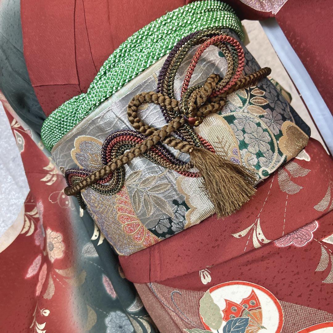 振袖　フルセット　豪華　華やか　成人式　正絹　アースカラー　くすみカラー