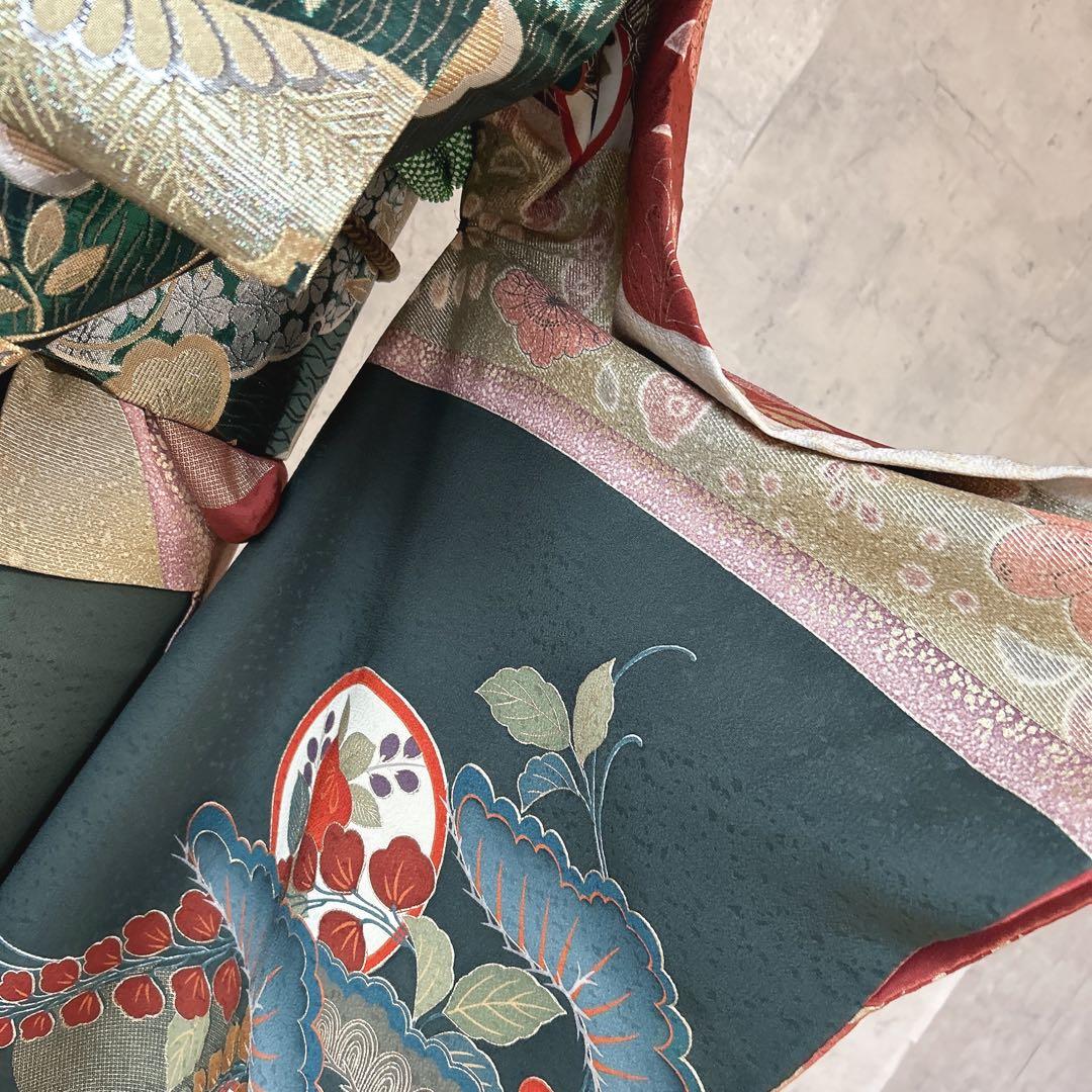 振袖　フルセット　豪華　華やか　成人式　正絹　アースカラー　くすみカラー