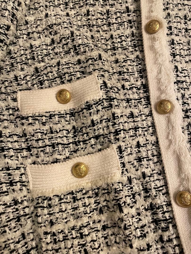 ミラオーウェン　ツイードニットジャケット　アッシュ様