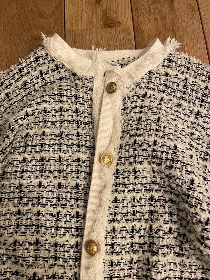 ミラオーウェン　ツイードニットジャケット　アッシュ様