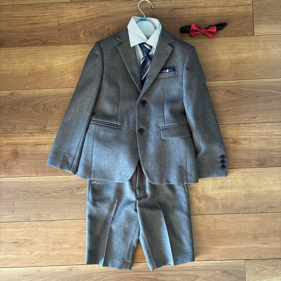 グレー スーツ 120cm ネクタイ 蝶ネクタイ付き