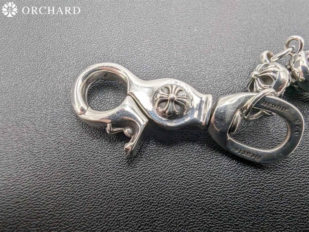 匿名配送/シルバー925/ウォレットチェーン/クロスボール/ナスカン/54cm