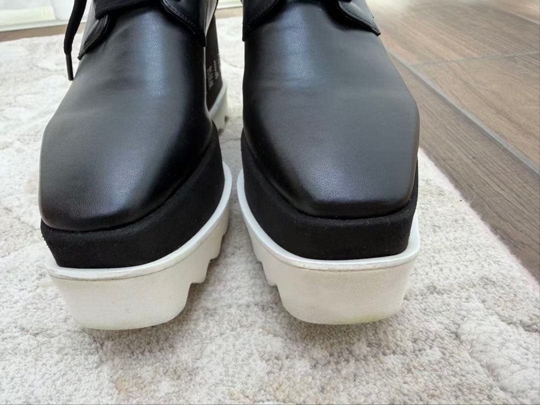 STELLA McCARTNEY ロゴ印字ありブラック厚底スニーカー　34