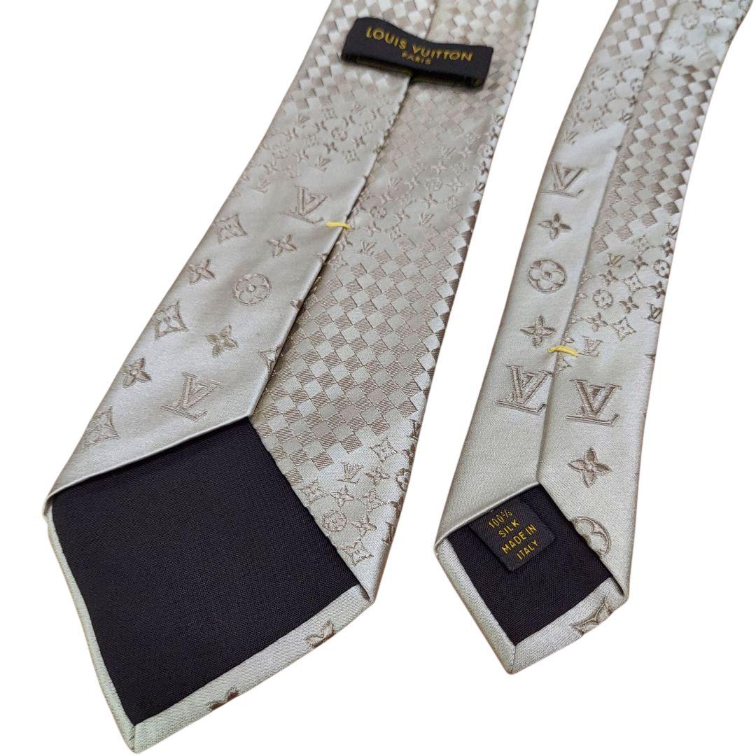 良品✨ヴィトン ゴールド ミックスモノグラム マイクロダミエ ネクタイ