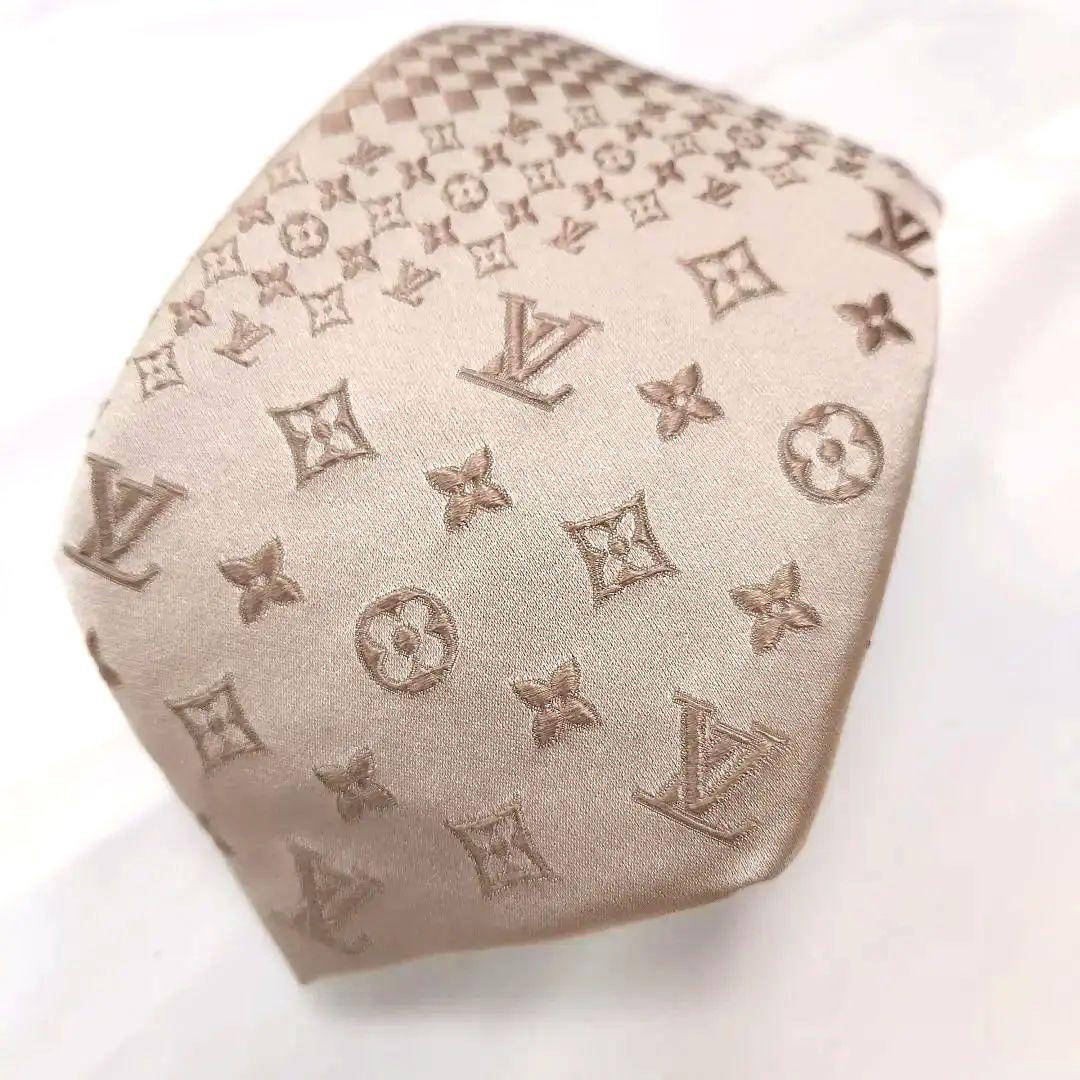 良品✨ヴィトン ゴールド ミックスモノグラム マイクロダミエ ネクタイ