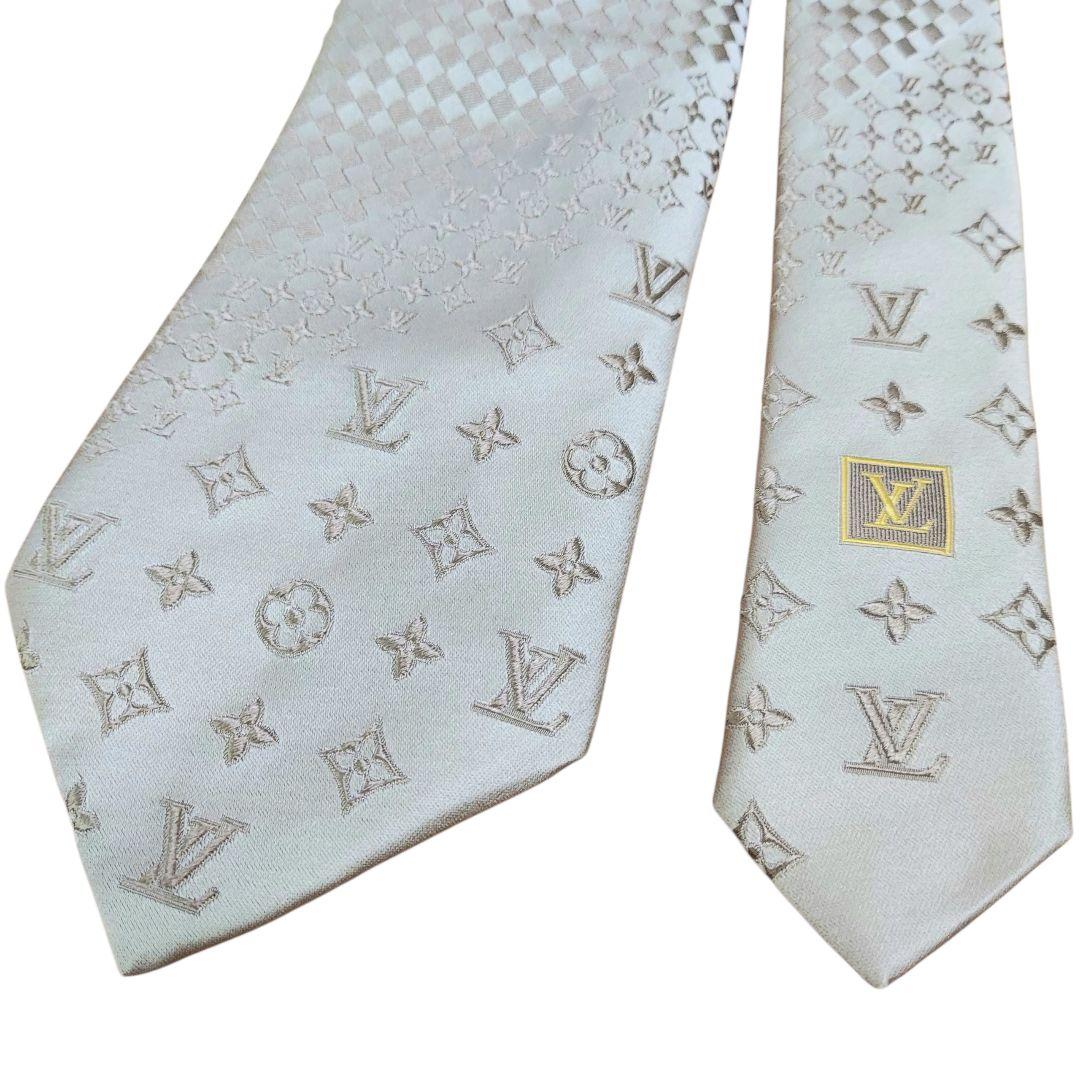 良品✨ヴィトン ゴールド ミックスモノグラム マイクロダミエ ネクタイ