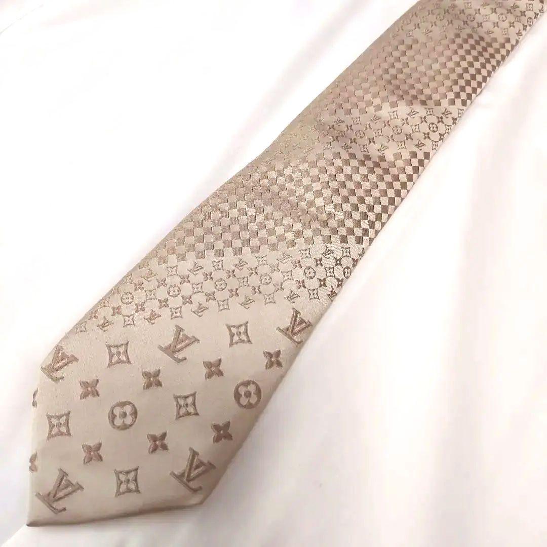 良品✨ヴィトン ゴールド ミックスモノグラム マイクロダミエ ネクタイ