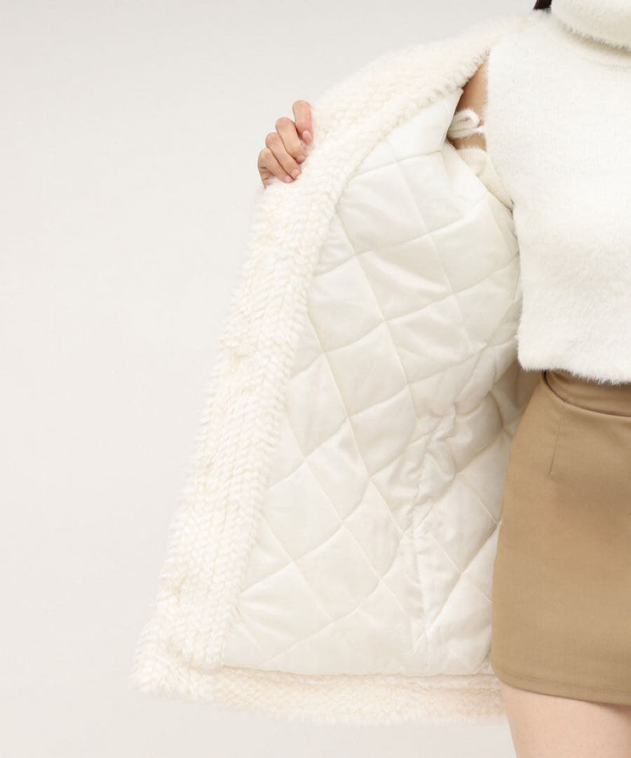 ロイヤルパーティー　ファーミドルノーカラーコート