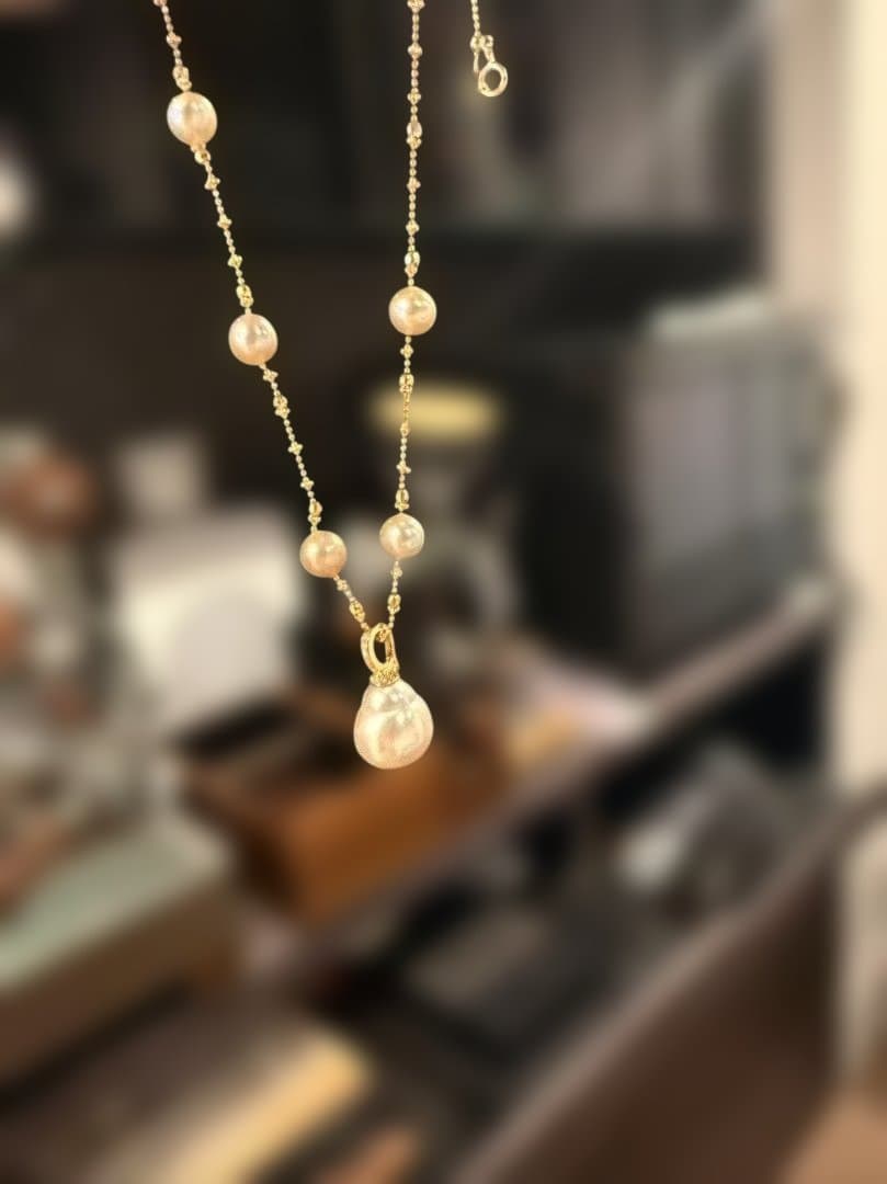 【極美品】南洋真珠 ゴールドパール ひょうたんペンダント 15x16mm希少大珠