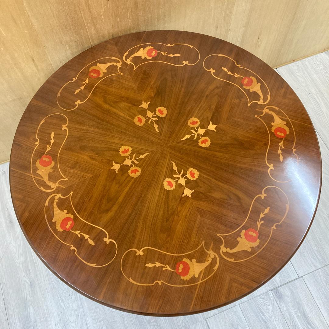 イタリア　象嵌　ダイニングテーブル　クラシック　ラウンド　円形