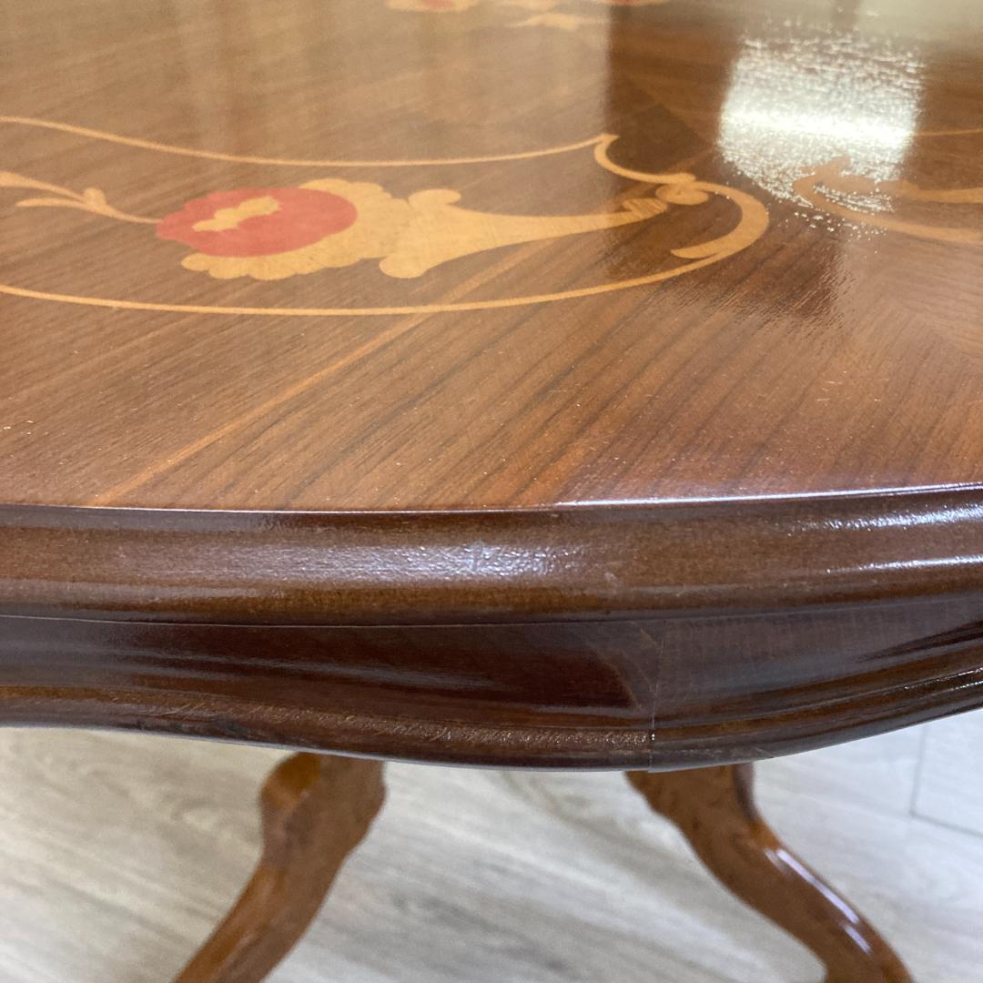 イタリア　象嵌　ダイニングテーブル　クラシック　ラウンド　円形