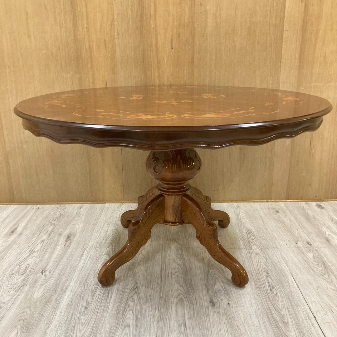 イタリア　象嵌　ダイニングテーブル　クラシック　ラウンド　円形