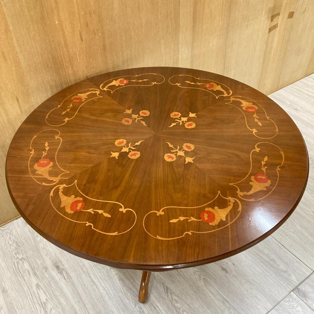 イタリア　象嵌　ダイニングテーブル　クラシック　ラウンド　円形