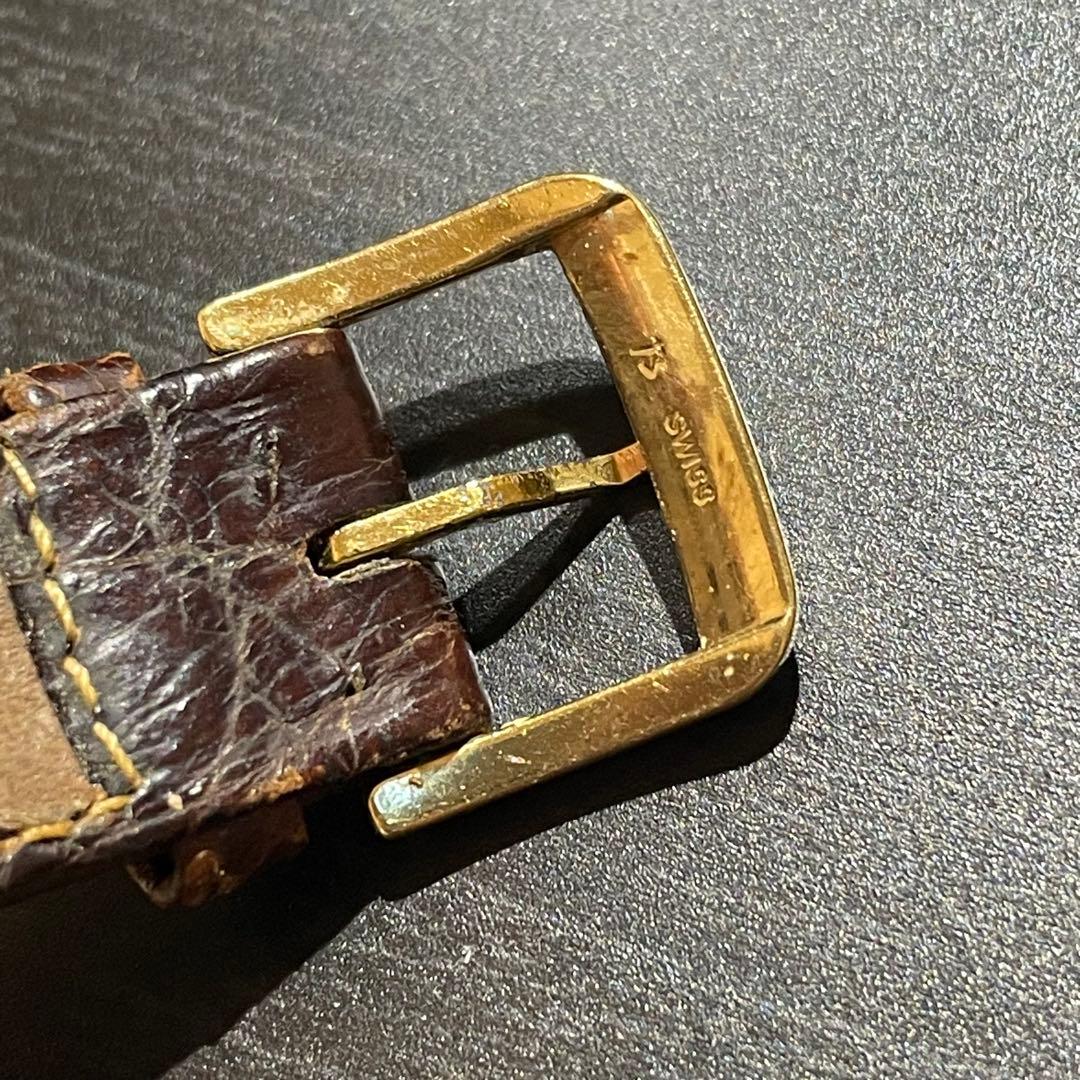 オメガOMEGA純正　クロコダイル レザーベルト 18-14 金色 尾錠 付き