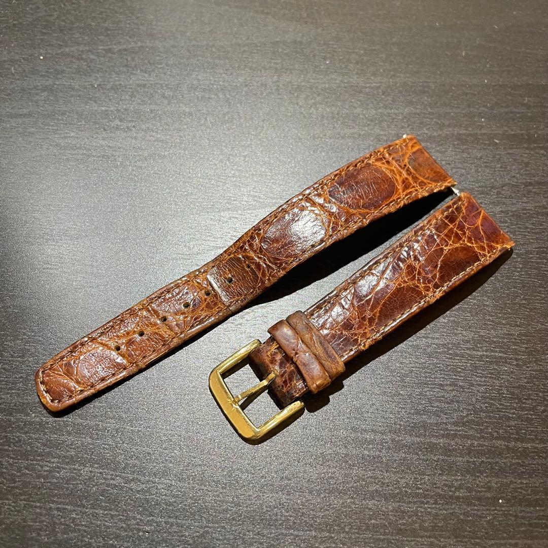 オメガOMEGA純正　クロコダイル レザーベルト 18-14 金色 尾錠 付き