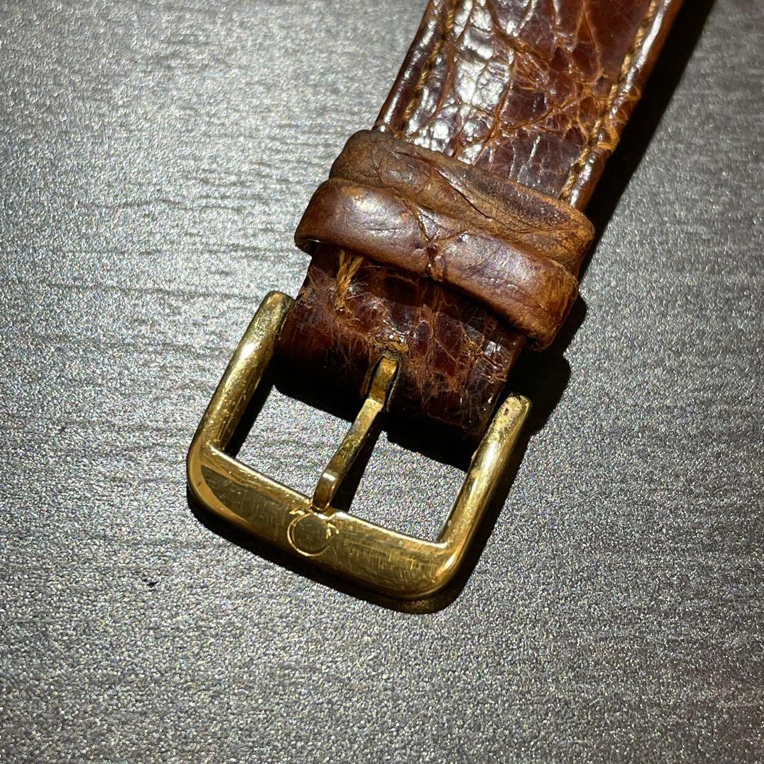 オメガOMEGA純正　クロコダイル レザーベルト 18-14 金色 尾錠 付き