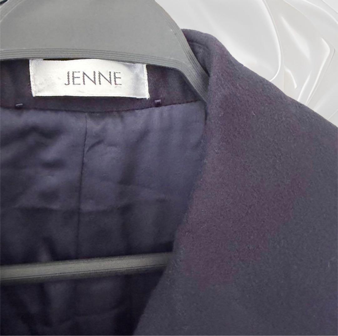 1月末までJENNE エレガントカラー フレアコート ネイビー