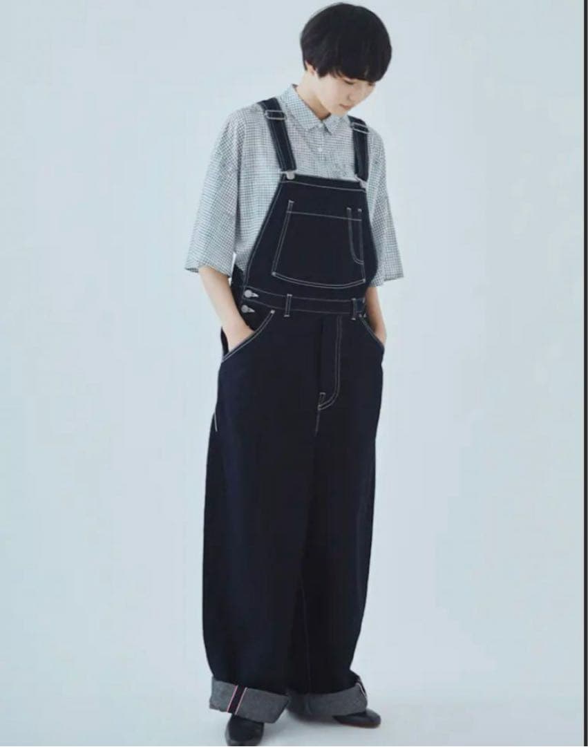 ミナペルホネン コットン リネン always オーバーオール 38 デニム