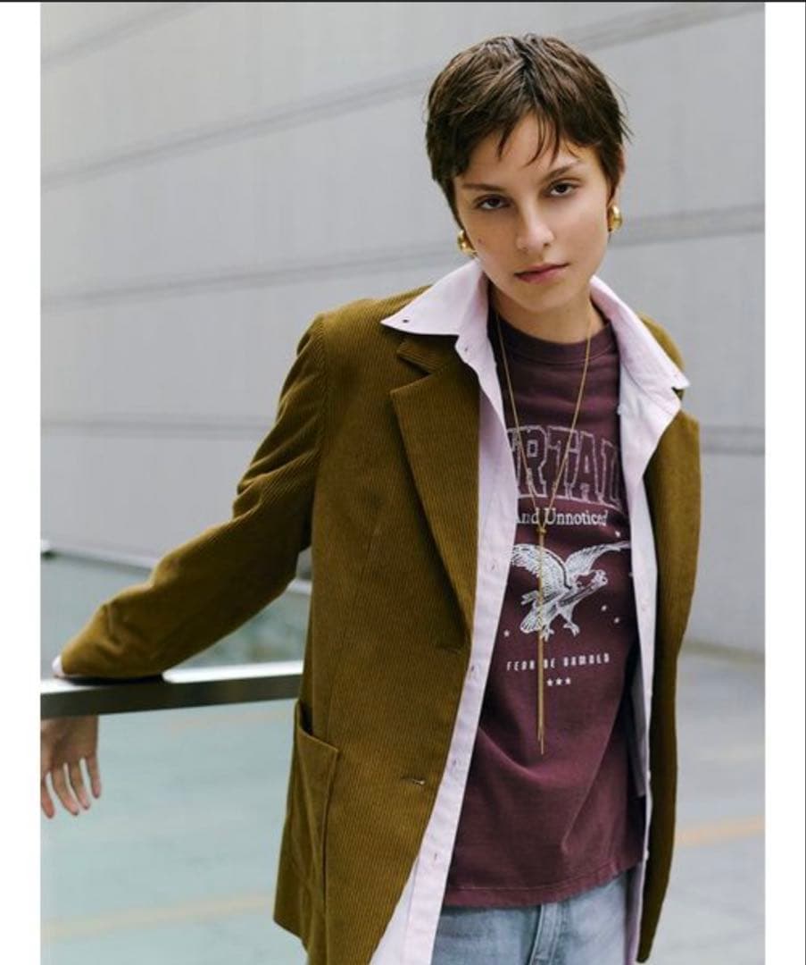 MilaOwen コーデュロイパッチポケットシングルジャケット